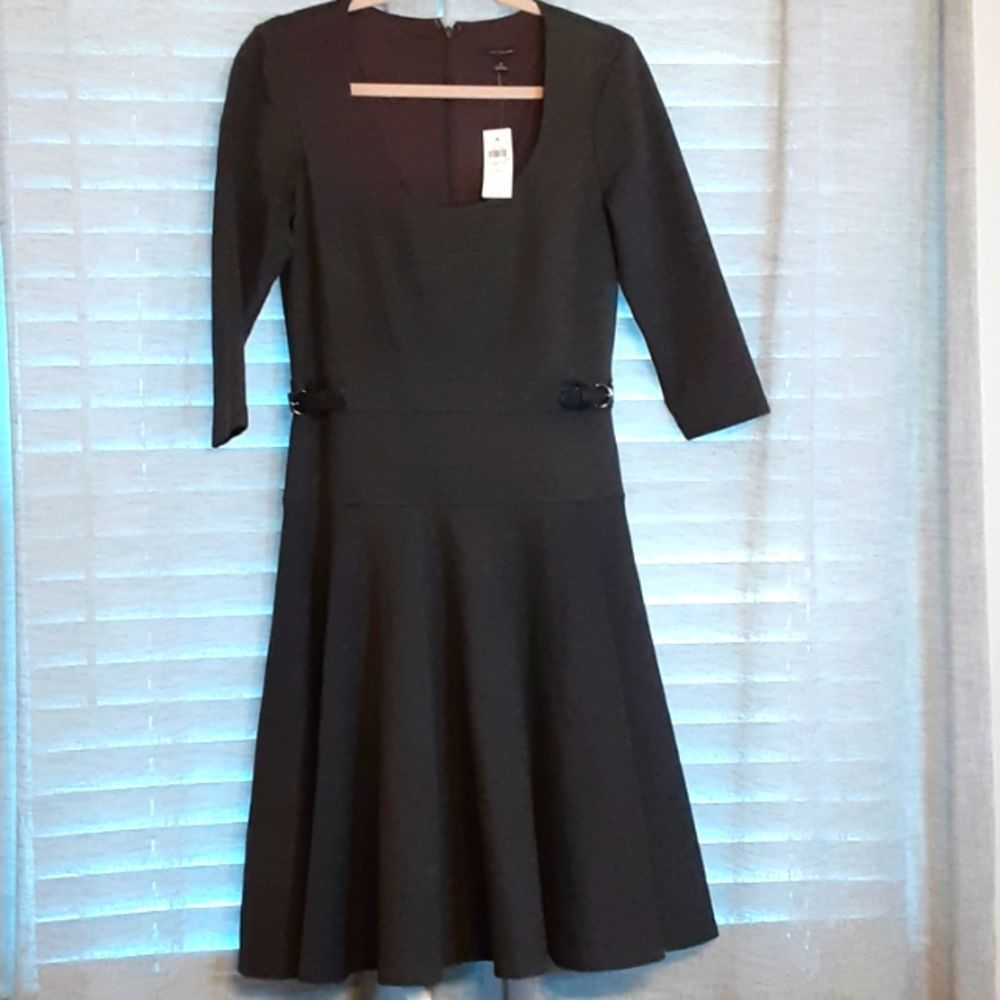 Ann Taylor Dark Grey Circle Skirt Dress